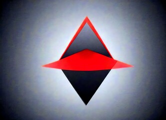 Poster - A geometric design featuring a red triangle with a black base, set against a dark gray background