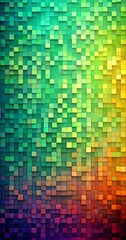 Leinwandbilder - a vibrant, multicolored mosaic composed of numerous small square tiles in various shades of green, yellow, orange, and purple The tiles are arranged in a grid-like