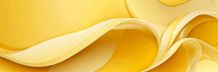 Poster - a close-up view of abstract, flowing shapes in a vibrant yellow color, creating a dynamic and visually striking composition