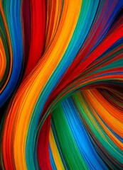 Aufkleber - a vibrant abstract composition featuring a dynamic interplay of curved lines in various colors, including red, orange, yellow, green, blue, and purple, creating