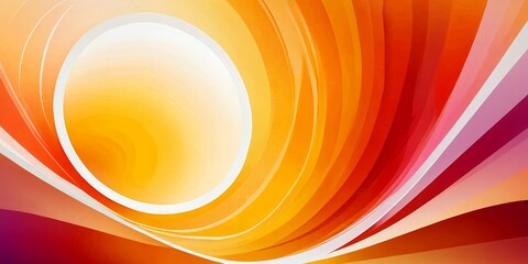 Aufkleber - a vibrant abstract composition with a large white oval at the center, surrounded by a swirling pattern of orange, yellow, and pink hues The colors are predominantly