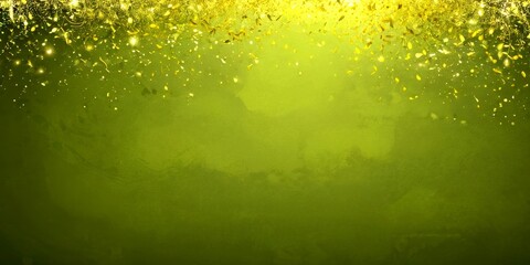 Fototapete - a dark green background with a scattering of golden confetti and glittering lights, creating a festive and celebratory atmosphere