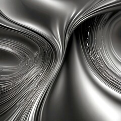 Leinwandbilder - a close-up view metallic surface with a swirling, abstract pattern of curved lines and droplets, creating a sense of movement and fluidity
