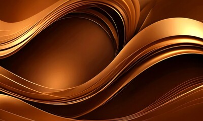 Leinwandbilder - a rich, abstract design with a gradient of brown and gold colors The design consists of curved lines and shapes that create a sense of movement and fluidity The background