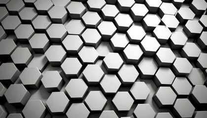 Fototapete - A repeating pattern of hexagonal shapes in varying shades of gray, creating a visually striking and geometric design