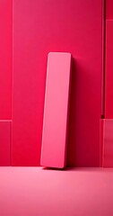Poster - A vertical pink rectangular object stands upright against a pink background, with a subtle shadow cast on the floor beneath it