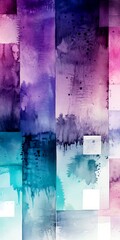 Aufkleber - an abstract watercolor painting featuring a vibrant color palette of purple, blue, and pink The painting is composed of vertical and horizontal stripes,