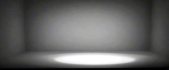 Poster - A simple, minimalist white-painted room with a spotlight shining on a white surface, creating a stark contrast