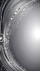 Fototapete - a gray and white abstract background with a curved wave-like pattern and scattered dots, creating a sense of movement and dynamism