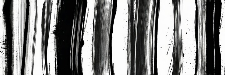 Leinwandbilder - a striking black and white abstract pattern composed of vertical lines and splatters, creating a dynamic and textured visual effect