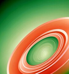 Leinwandbilder - a vibrant abstract composition with a gradient of green and pink colors The central element is a large, circular shape with concentric circles of varying sizes, creating a