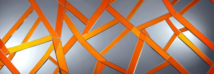 Poster - a geometric pattern composed of intersecting orange and gray lines, creating a visually striking and abstract design