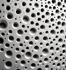 Poster - a close-up view textured surface with a repeating pattern of circular holes or cavities, creating a visually striking and geometric design