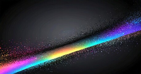 Poster - A vibrant rainbow-like spectrum of colors, including red, orange, yellow, green, blue, and purple, is scattered across a dark background, creating a dynamic and visually