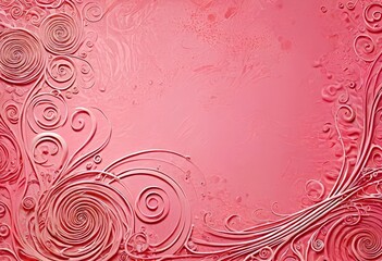 Leinwandbilder - a pink background with a repeating pattern of white swirls and curves, creating a visually striking and abstract design