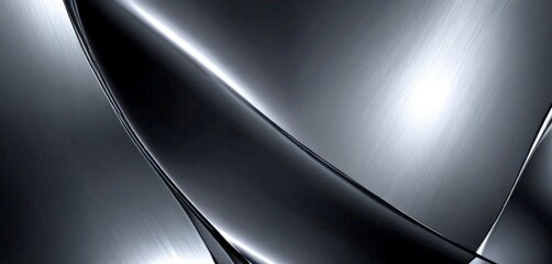Fototapete - a dark, abstract background with a metallic, curved texture The predominant color is black, with subtle silver accents adding depth and contrast The does not contain