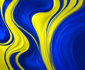 Poster - a vibrant abstract composition of swirling lines and curves in blue and yellow, creating a dynamic and visually striking pattern