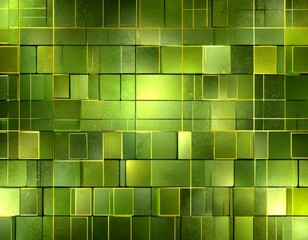 Leinwandbilder - a grid of square tiles in a vibrant green color, with a subtle yellow outline, creating a visually striking pattern