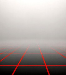 Fototapete - A foggy, abstract background with a grid-like pattern of red lines and a black grid