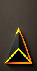 Aufkleber - A geometric design consisting black triangle with a yellow triangle on top, set against a dark background