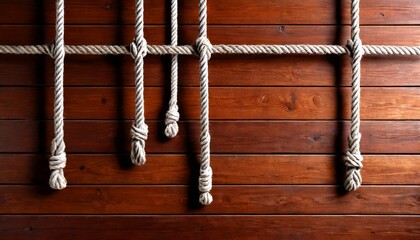Aufkleber - Rope knots on a wooden wall