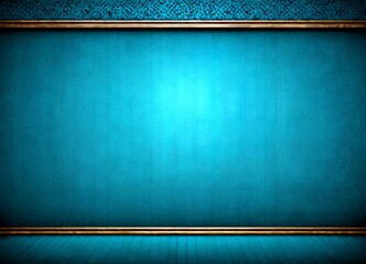 Leinwandbilder - a dark blue wall with a wooden border and a decorative pattern on the top The wall is empty, with no visible objects or text
