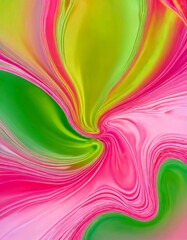 Poster - a vibrant abstract pattern with swirling, multicolored lines and shapes in shades of green, pink, and yellow.