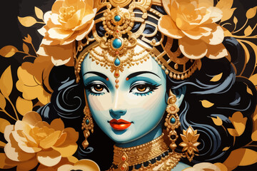 Wall Mural - jay shri radhe  goddess whose form is as splendid as champaka flowers illustration