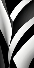 Aufkleber - Abstract black and white composition featuring curved lines and intersecting shapes.