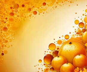Poster - a vibrant and abstract composition of orange and yellow circles and spheres, creating a dynamic and visually striking effect