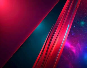 Leinwandbilder - a striking abstract composition with a diagonal line cutting across the frame, transitioning from a deep red at the top to a lighter blue at the bottom The background is a