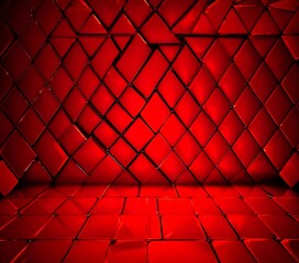 Poster - a red geometric pattern composed of numerous red squares arranged in a diamond-like pattern, creating a visually striking and abstract background.