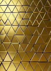 Poster - a repeating pattern of golden triangles arranged in a grid-like fashion, creating a visually striking and geometric design