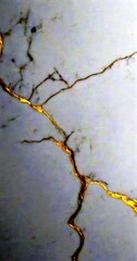 Aufkleber - a close-up view white marble surface with a gold crack running through it, creating a visually striking contrast