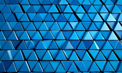 Poster - A repeating pattern of blue triangular tiles arranged in a grid-like fashion, creating a visually striking and geometric design
