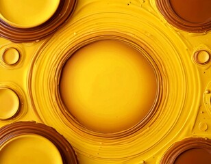 Aufkleber - a circular arrangement of yellow and brown paint, with the central circle being the largest and surrounded by smaller circles.