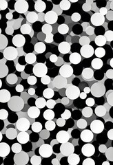 Poster - A black and white of overlapping circles, varying in size and color, creating a visually striking pattern