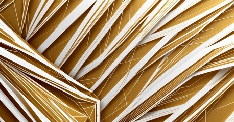 Fototapete - a complex, abstract pattern of intersecting lines and shapes in shades of gold and white, creating a visually striking and dynamic composition