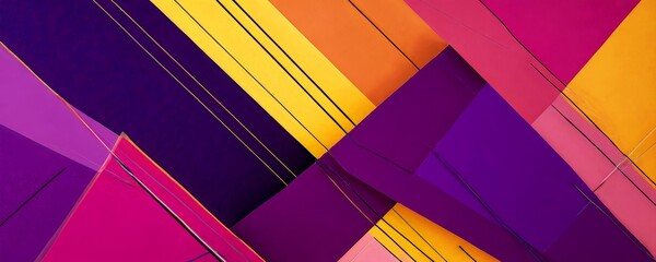Poster - a vibrant abstract composition of intersecting lines and shapes in a variety of colors, including purple, yellow, orange, and pink, creating a dynamic