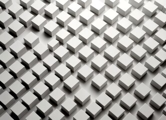Poster - A repeating pattern of white cubes arranged in a grid-like formation, creating a visually striking and geometric design