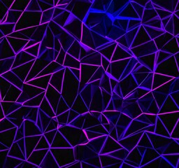Poster - a complex pattern of intersecting lines and triangles in shades of purple and black, creating a visually striking and abstract design