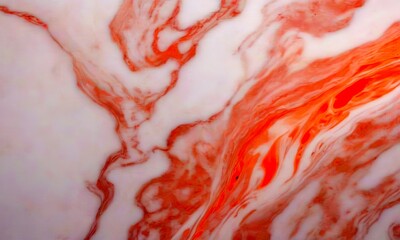 Poster - a close-up view marble surface with a swirling pattern of pink and orange hues, creating a sense of movement and fluidity