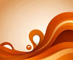 Leinwandbilder - a vibrant abstract design with orange and brown hues, resembling the movement of waves or a swirling pattern The background is a light beige color, providing a contrast to