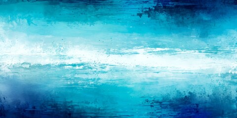 Poster - an abstract painting featuring a gradient of blue and white colors, with visible brush strokes and splatters, creating a textured and dynamic visual effect