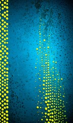 Poster - a striking abstract composition of yellow dots scattered across a dark blue background, creating a sense of depth and movement