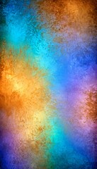 Poster - a textured, multicolored background with a gradient of blue, orange, and purple hues The colors are not evenly distributed, creating a sense of depth and movement The