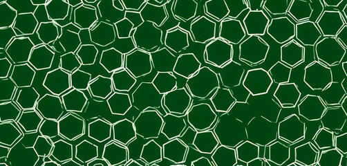Fototapete - a repeating pattern of white hexagonal shapes on a green background, resembling a chalkboard or chalkboard-like surface