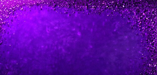 Poster - a purple background with a glittery border of small purple dots, creating a festive and celebratory atmosphere