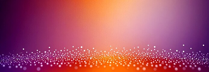 Fototapete - a gradient background transitioning from purple to orange, with a scattering of small white dots or particles across the bottom, creating a sense of movement and energy