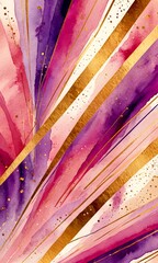 Aufkleber - a vibrant abstract composition with diagonal lines in shades of pink, purple, and gold, creating a dynamic and visually striking pattern